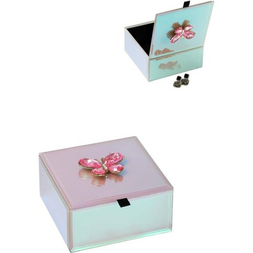 Pink Jewelry Box Organizer Holder for Rings Earrings Necklaces Travel Gift Women